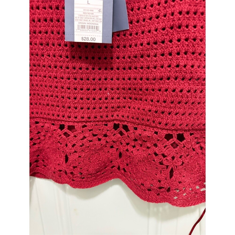 Universal Thread Womens Crochet Knit Tank Top Flutter Sleeve Red Size L - Picture 4 of 8